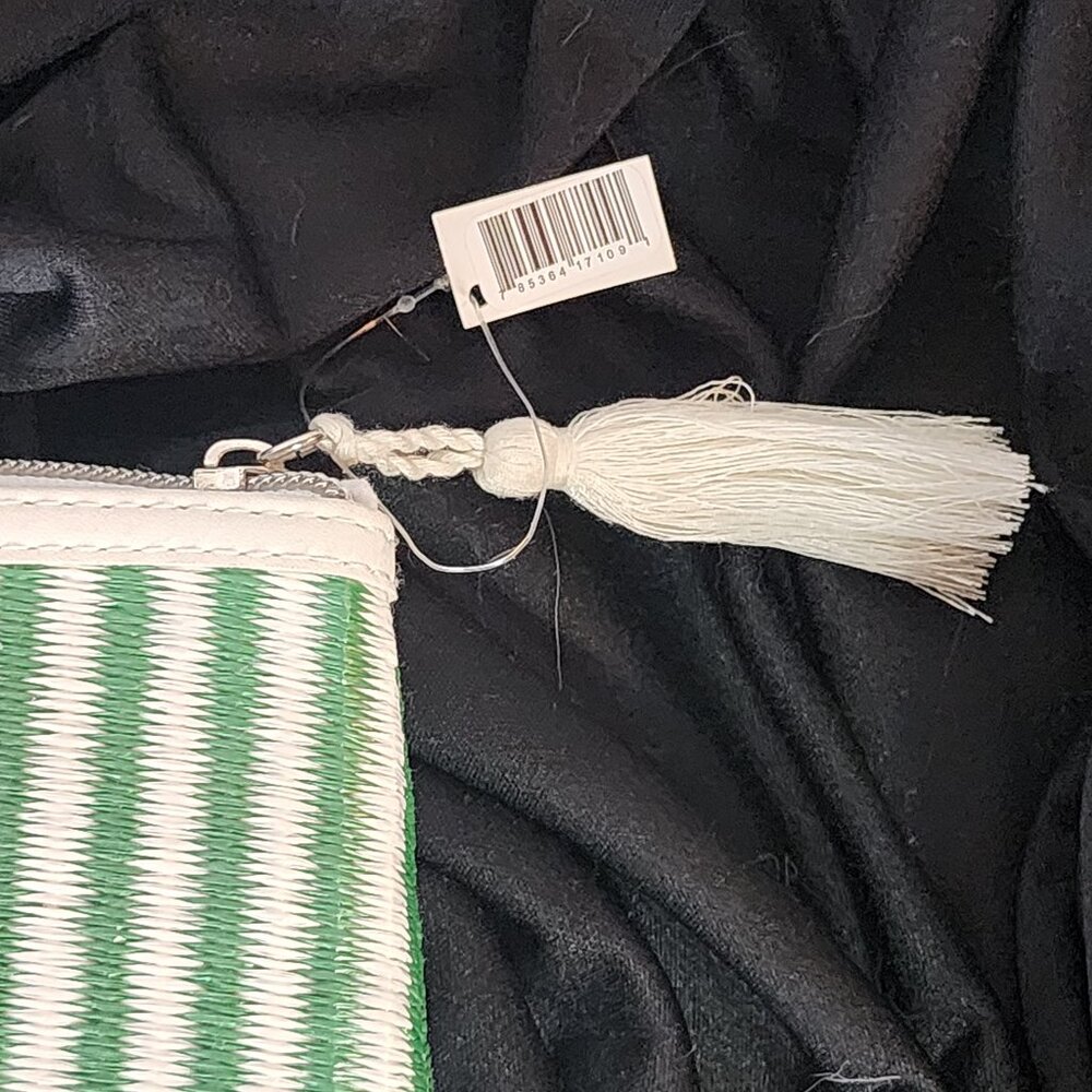 Mario Badescu Green and White Poly Striped Fully Lined Italian Design Makeup Bag - Picture 10 of 16